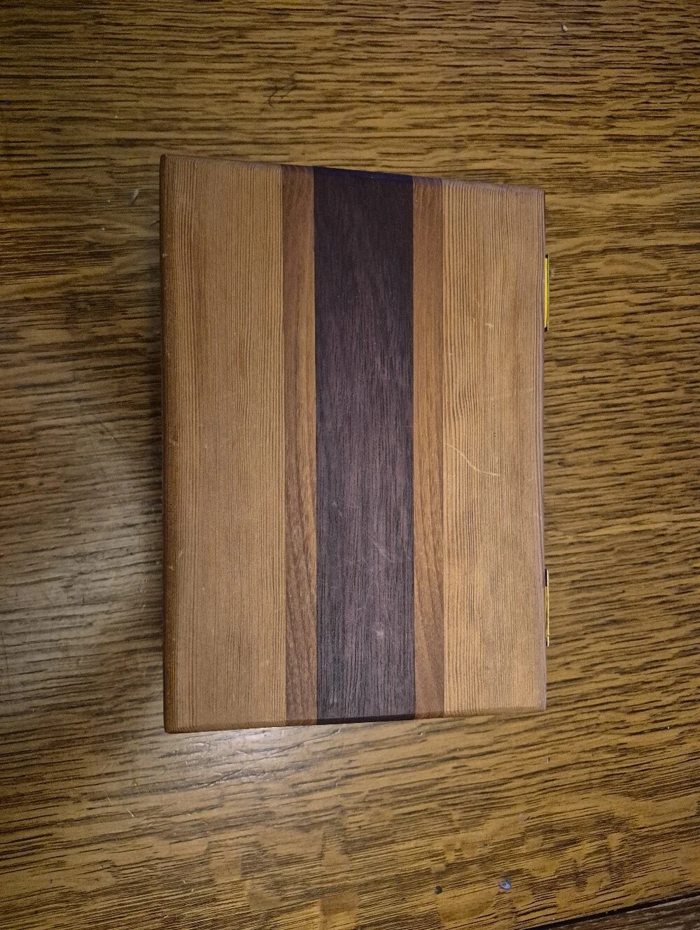 Striped Wooden Walnut Box With Different Wood Inlay. Keepsake, Jewelry, Storage